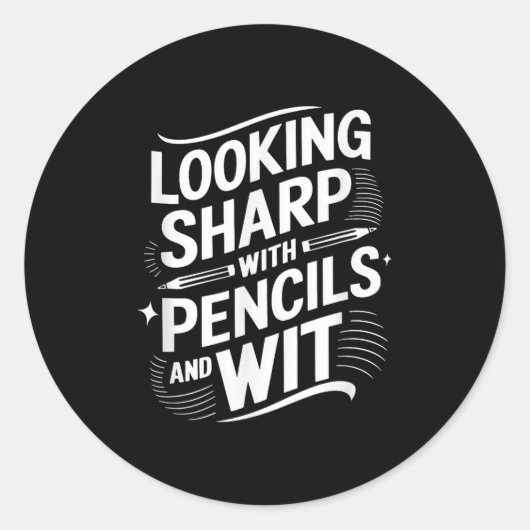 Sticker Rond En Regardant Sharp Avec Crayons Et Avec Esprit (Devant)