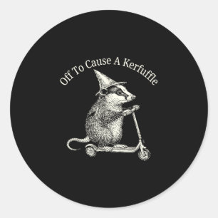 Sticker Rond En route pour causer un chahut humour possum