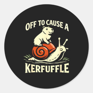 Sticker Rond En route pour causer une pagaille drôle capybara e