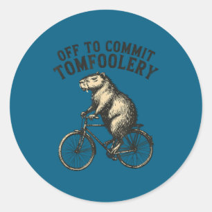 Sticker Rond En route pour commettre des bêtises capybara mème 