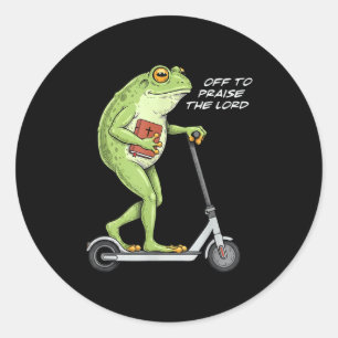 Sticker Rond En route pour louer le Seigneur Drôle de Grenouill