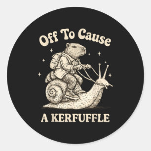 Sticker Rond En route pour provoquer un chahut sorcier capybara