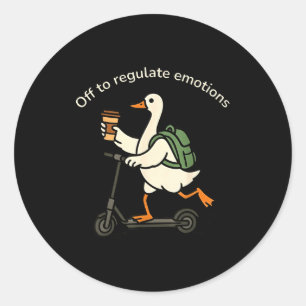 Sticker Rond En route pour réguler les émotions drôle d'oie