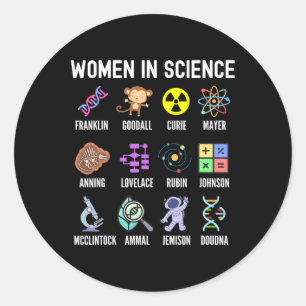 Sticker Rond En Science - Feminist Stem Girls Empowerment Kids