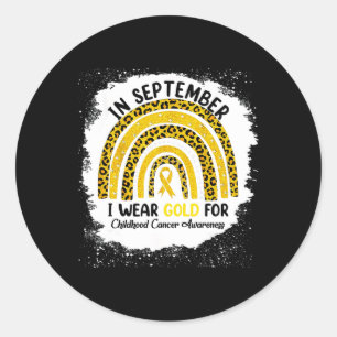 Sticker Rond En Septembre Je Porte De L'Or Pour L'Enfance Cance