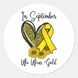 Sticker Rond En septembre, nous portons de l'or Ruban de sensib