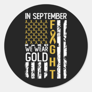 Sticker Rond En Septembre Nous Portons De L'or Usa Cancer De L'