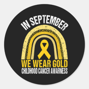 Sticker Rond En Septembre Nous Portons Gold Chemise Cancer Enfa