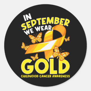 Sticker Rond En Septembre Nous Portons Gold Children Cancer Awa