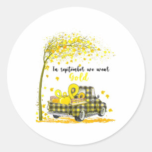 Sticker Rond En septembre nous portons le camion d'or Enfance C