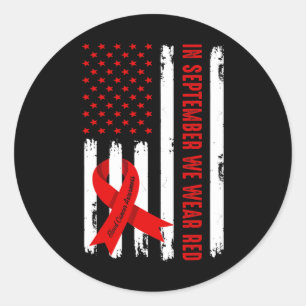 Sticker Rond En septembre, nous portons le rouge pour les lauré