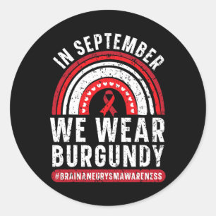 Sticker Rond En septembre, nous portons le ruban bourguignon po
