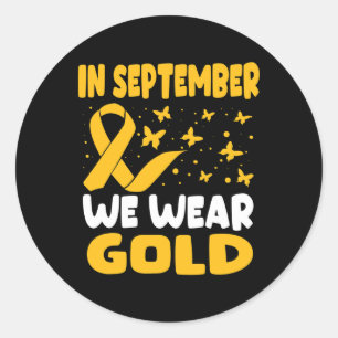 Sticker Rond En Septembre, Nous Portons Le Ruban Or Cancer De L