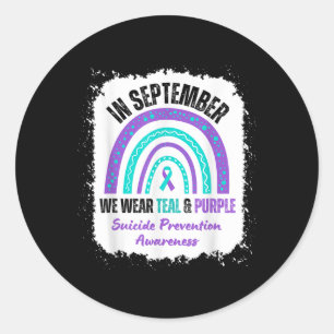 Sticker Rond En septembre, nous portons le sarcelle violet pour