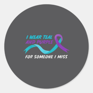 Sticker Rond En Septembre Nous Portons Le Turquoise Et Le Viole