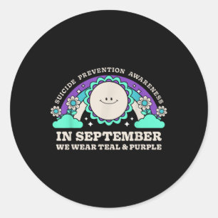Sticker Rond En Septembre Nous Portons Le Turquoise Violet Prév