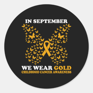 Sticker Rond En Septembre Nous Portons l'or Enfance Cancer Awar