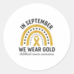 Sticker Rond En Septembre Nous Portons Or Arc-en-Ciel Cancer de