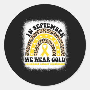 Sticker Rond En Septembre Nous Portons Or Arc-en-Ciel Cancer de