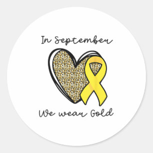 Sticker Rond En Septembre Nous Portons Or Arc-en-Ciel Cancer de