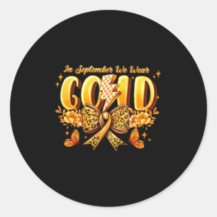 Sticker Rond En Septembre Nous Portons Or Coquette Bow Enfance