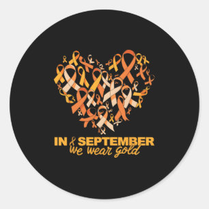 Sticker Rond En Septembre Nous Portons Or Forme Coeur Cancer Aw