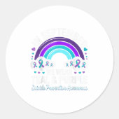 Sticker Rond En Septembre Nous Portons Turquoise Ribbon Suicide (Devant)