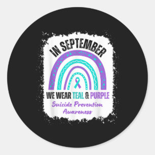 Sticker Rond En Septembre, Nous Portons Turquoise Violet Suicid