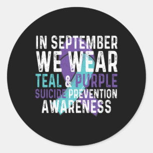 Sticker Rond En Septembre Nous Portons Turquoise Violet Suicide