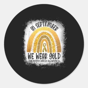 Sticker Rond En Septembre Ruban d'or Rainbow Cancer de l'enfanc