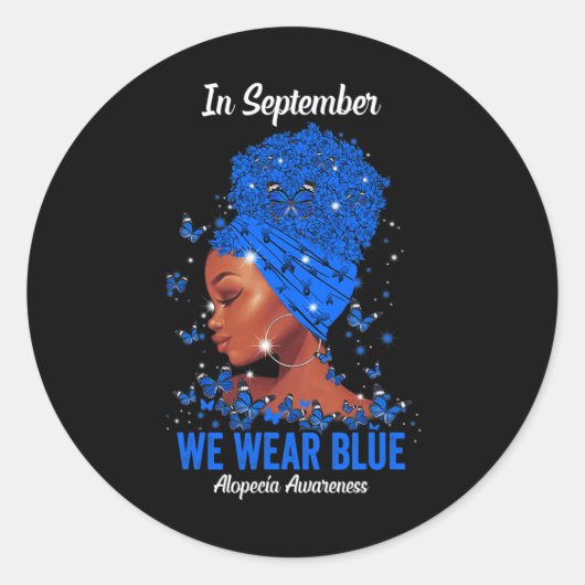 Sticker Rond En septembre We Wear Blue For Alopecia Awareness B (Devant)