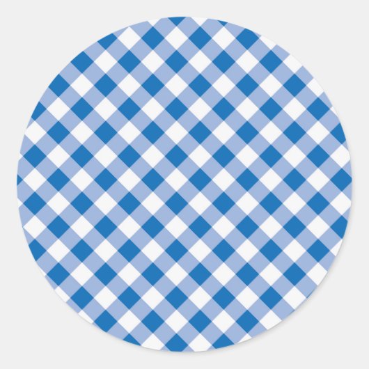 Sticker Rond En vichy bleu (Devant)
