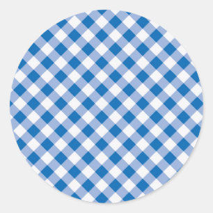 Sticker Rond En vichy bleu