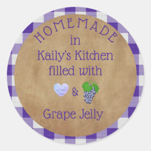 Sticker Rond En vichy de confiture de gelée de raisin pourpre p