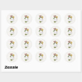 Sticker Rond en vichy Fleurs de chien Aquarelle Art doux (Feuille)