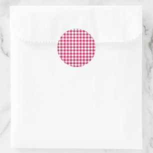 Sticker Rond En vichy framboise classique