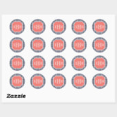 Sticker Rond En vichy marine (Feuille)