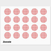 Sticker Rond En vichy rouge + Couleur personnalisée (Feuille)
