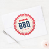 Sticker Rond En vichy rouge et BBQ bleu (Enveloppe)