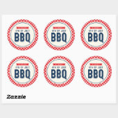 Sticker Rond En vichy rouge et bleu 4 juillet BBQ (Feuille)