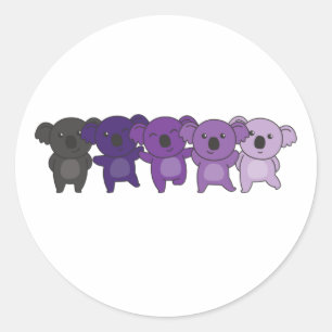 Sticker Rond Enbian Flag Pride Lgbtq Cute Koala Classic Round S