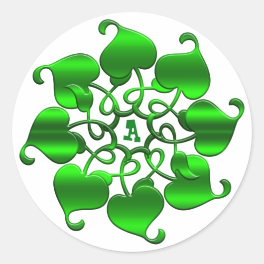 Sticker Rond encerclez le mandala feuille vert. (Devant)
