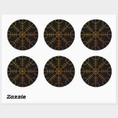 Sticker Rond Enchanted Aegishjalm Helm de Awe Rune (Feuille)