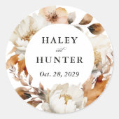 Sticker Rond Enchanted Automne Rustique Blooms Mariage botaniqu (Devant)