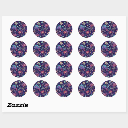 Sticker Rond Enchanted Celestial Garden Pattern (Feuille)