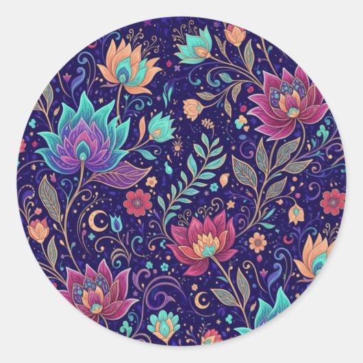 Sticker Rond Enchanted Celestial Garden Pattern (Devant)