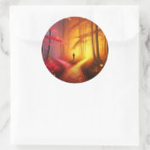 Sticker Rond Enchanted Crossroads - Vibrant Autumn Forest Art P (Sac)