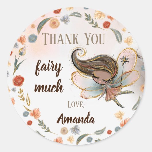 Sticker Rond Enchanted Forest Fairy Girl Anniversaire Favoriser (Devant)