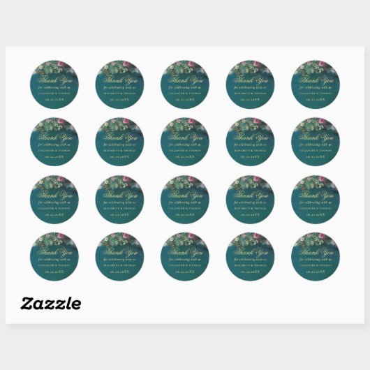 Sticker Rond Enchanted Forest Greenery Roses Mariage Faveur (Feuille)