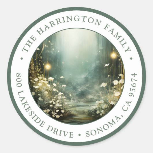 Sticker Rond Enchanted Forest Woodland Adresse de retour (Devant)